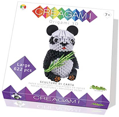 Creagami 3178734 Origami 3D, Papierskulptur Panda, Bastelset für Erwachsene und Kinder ab 7 Jahren, 622 Teile