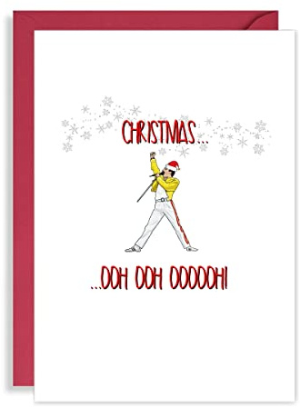 Funny Freddie Mercury Christmas Card - Bohemian Rhapsody Xmas Ooohh - Queen Rock Music fan Gift