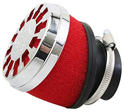 filtre a air malossi e13 incline 25° d42-50-60 mousse rouge chrome pour phbg-mikuni-keihin