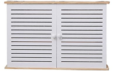 XICHENGSHIDAI Wireless Router Storage Box Wooden Frame Router Fences Solid Wood WiFi Wall-Mounted Wireless Router Organizer Wall Hanging Multimedia Decorative Cover