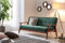 Schlafsofa in Grün | Sofa-Bett | Klappsofa mit Samtbezug | Gestell Holz | Sitz-, Chill- und Liegefunktion | skandinavisches Design