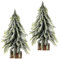 Künstlicher Mini Tannenbaum auf Holzfuß geeist Schnee beschneit Kunstschnee Christbaum Kunst Kunsttanne Kleiner Weihnachtsbaum Weihnachtsdeko 2er Set