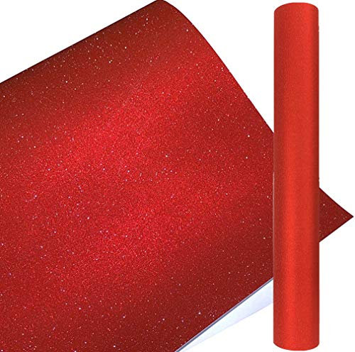 Glitter Shining Beads Adhesive Permanent Vinyl DIY Craft Vinyl Sticker for Silhouette Tumblers Cameo Craft Cutter Letters, Banners,Glass Mirrors, 30cm by 150cm (Red)