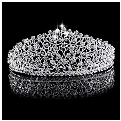 AdorabFruit Kopfschmuck glitzernde Silberfarbe Hochzeit Festzug Tiaras Haarband Kristall Brautkrone für Br?ute Haarschmuck Kopfschmuck