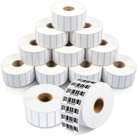 Aegis Adhesives - 1.5 X 0.5 Direct Thermal Labels (28200 Count, 12 Rolls) - Barcode Stickers, File Folder Labels, Shelf Edge Identification - Compatible with Zebra Printers, NOT Rollo Compatible