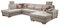 CAVADORE Wohnlandschaft Puccino mit Federkern, Bettfunktion, Bettkasten, Sitztiefenverstellung und 2 Kopfstützen / Sofa in U-Form im Landhausstil / 340 x 86 x 224 cm / Mikrofaser Creme