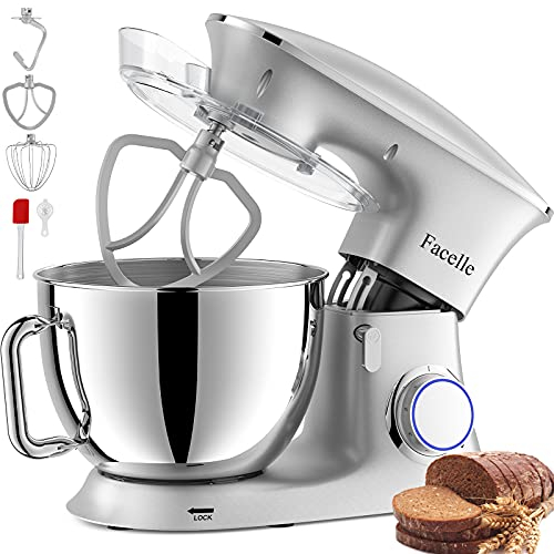 Batidora Amasadora 8.5L 2000W Amasadora de Pan Para Repostería, Facelle Robot de Cocina Amasador, Bajo Ruido, Potente y Profesional, 6 Velocidades con Pulso, Bol de Acero Inoxidable