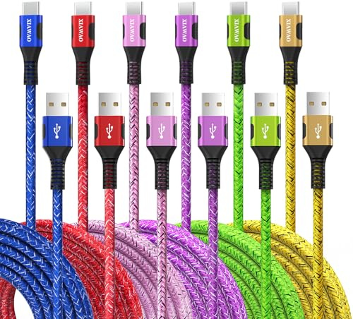 XIAWAO USB C Cable 6 Pack, Braided USB A to Type C Cord Fast Charging