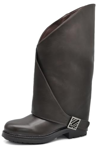 IF Stivali Donna con Gambale Extra Largo Fibbia Laterale Tacco Basso, Stivali Biker Comodi Casual IF688 marrone N.41