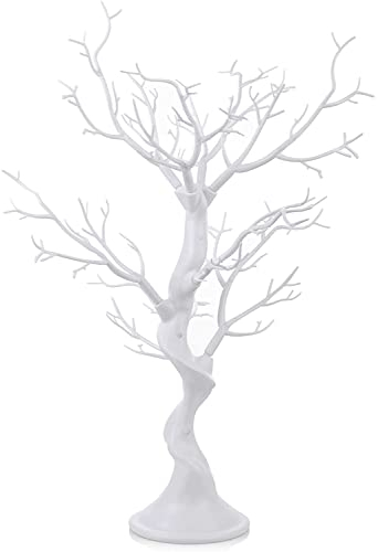 Sziqiqi Artificial Simuladora Falso Árbol Decorativo para Las Mesas, Árbol Desmontable Decorativo para La Mesa De La Recepción De Boda, Idea para Pascua Navidad Halloween Decoración, Blanco, 58cm
