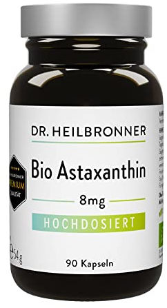 Dr. Heilbronner Bio Astaxanthin 8mg Kapseln hochdosiert in der Glasflasche I Antioxidantien aus der Vitalalge Haematococcus Pluvialis I Supplements Carotinoide Kapseln vegan glutenfrei & lactosefrei