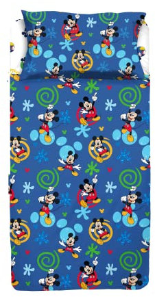 hermet Mickey Mouse | Bettwäsche-Set für Einzelbett | 100% Baumwolle | Disney | Offizielles Produkt