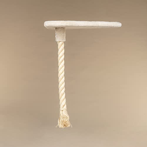 RHRQuality Kratzbaum Ersatzteil - Liegeplatz Step Beige mit Spielseil für Kratzbäume 55x55 cm - Kratzbaum ersatzteile liegefläche für Katzenkratzbaum Grosse Katzen stabil