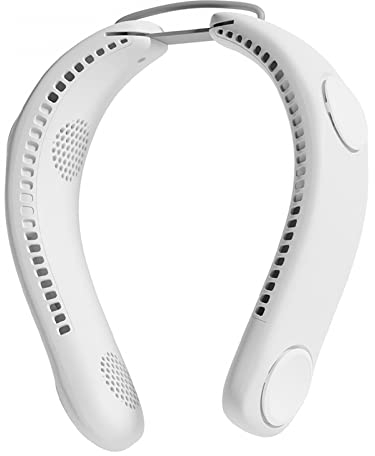 NED Ventilatore da Collo Senza Lama Portatile Ricaricabile, Flusso d'Aria Quad Turbo 3D Pieghevole, Ventilatore da Collo Indossabile USB per Donne Uomini, Silenzioso-White