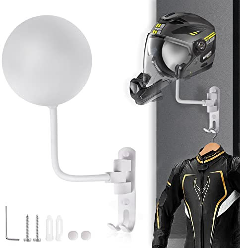 Support mural pour casque de moto, rotation à 180 degrés, support de casque de vélo en métal, support pour casque de vélo, support avec 2 crochets pour casque de moto, baseball, rugby, blanc, 1 pièce