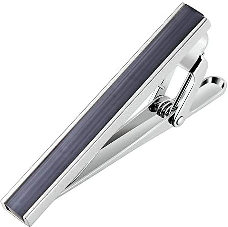 Stfery Krawattenklammer Gravur, Krawattennadel Vintage Edelstahl Rechteckleiste Grau Tie Clip 4.5CM Schmuck Geschenke