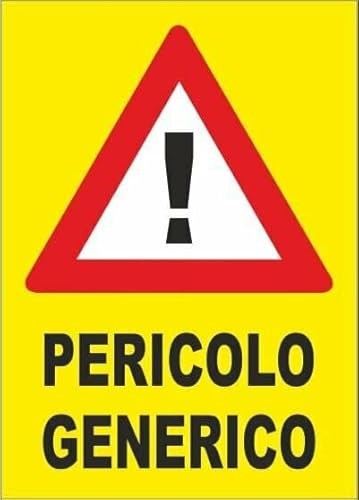 Social Crazy SIGNALE SEGNALETICO - Pericolo Generico sfondo giallo - Cartello in Forex e Alluminio 30x42 cm