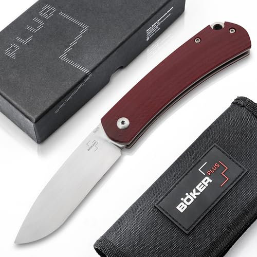BÖKER PLUS® Boston Slipjoint - modernes Slipjoint Taschenmesser mit Clip - Zweihand Klappmesser mit scharfer D2 Droppoint-Klinge - Profi 2 Hand Messer mit Clip