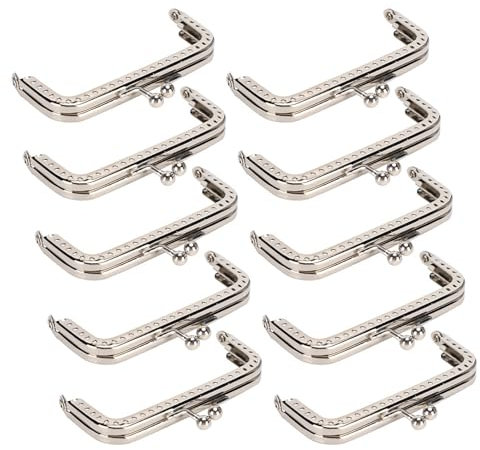 Cadre de Sac à Main Fermoir Baiser, Sac en Métal Porte-monnaie Cadres Clip de Verrouillage Perles de Résine Rectangle Sac à Main Fabrication de Bricolage pour la Fabrication de