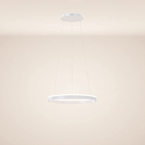 s.luce LED Ring Pendelleuchte rund Direkt oder Indirekt Hängelampe Wohnzimmerleuchte, Farbe:Weiß, Größe:Ø 40cm