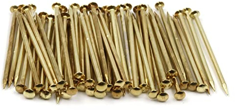 Design61 50 x perni in acciaio, per battiscopa, 2,0 x 50 mm, testa cilindrica in ottone