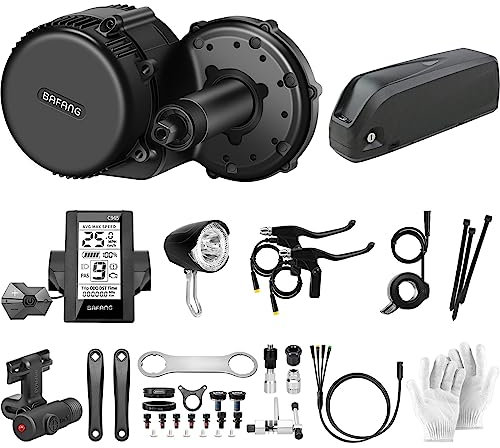 Bafang Kit de conversion de vélo électrique BBS02B 48 V 500 W avec moteur, écran eBike et capteur de vitesse, levier de gaz, bras de manivelle et freins (batterie 20 Ah)