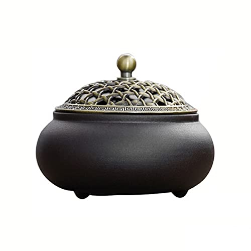 YLWX Recipiente para Ajos De Cerámica Vintage De Tarro para Ajos Tapa Hueca Resistente Tarro De Almacenamiento Cocina Sala De Estar Ornamento Tarro De Ajo (Color : Negro)