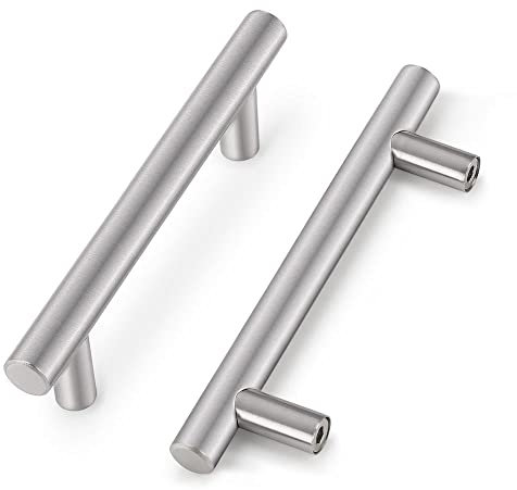 Probrico Küchengriffe für Schrank, Silber Schrank Griffe, Edelstahl Möbel Griffe, Kommode Schublade T Bar Griffe, 96mm Lochabstand, 20 Stück