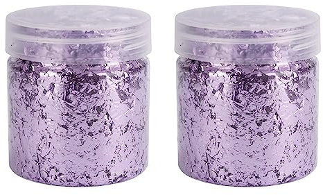 Ideen mit Herz Blattmetall-Flocken | Blattgold-Flakes zum Basteln | 2 Dosen mit je 3g (flieder)