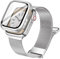 Vamyzji Compatible Apple Watch Strap + Protective Case with Screen Protector, Adjustable Magnetic Milanese Mesh Metal iWatch Strap for Series 9, 8, 7 (Silver, 45mm)