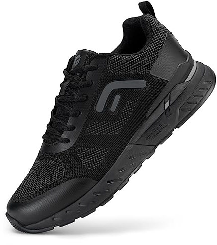 FitVille Mens Extra Wide Fit Trainers Lightweight Comfortable Walking Shoes Breathable Running Sneakers for Plantar Fasciitis Flat Feet - Rebound Core V5 Black