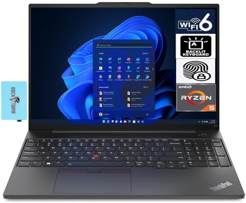 Lenovo ThinkPad E16 Gen 1 Business Laptop 16 WUXGA IPS Display 300 nit (AMD Ryzen 5 7530U 6-Core 2.00GHz, 24GB RAM, 2TB PCIe SSD, AMD Radeon, KYB retroilluminato, FP, WiFi 6, Win11Pro) con hub
