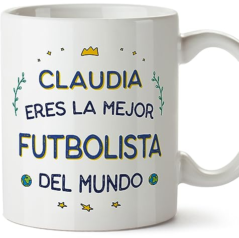 MUGFFINS Tazas Personalizadas para FUTBOLISTA mujer - En Español - Mejor del Mundo - 11 oz / 330 ml - Regalo Personalizable original y divertido