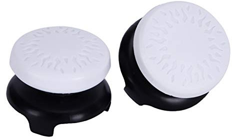 LIYJTK PS5 Thumb Grips, 2Pcs Thumbstick Soft Silicone Cover Grip Stick Joystick Controller Gamepad Key Cover (White)