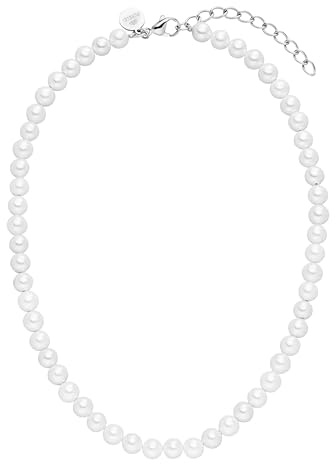 Purelei® Collar de Perlas Blancas - Resistente al Agua de Acero Inoxidable - Joyería de Moda Con Perlas de Mar Para Tu Look Individual - Para Mujer
