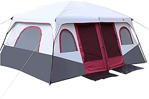 RajoNN Campingzelt Zelt, Camping-Familienzelt, einfach aufzubauen, leichtes Zelt ist wasserdicht, für Wanderungen und Bergreisen, Farbe: Rot, Größe: 430 x 305 x 203 cm