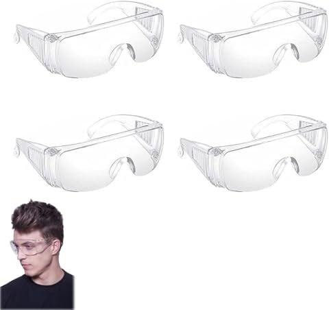 QQDBT 4Pcs Safety Glasses, Clear Eyewear Protective Safety Goggles, Safety Goggles Anti Splash Anti Scratch, Dust Proof for Eye Full Protection for Construction Laboratory Outdoor Protective Glasses.