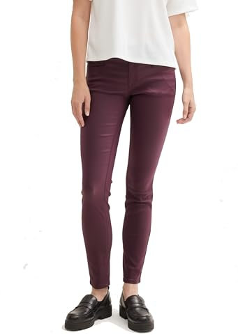 TOM TAILOR Damen Coated Alexa Skinny Jeans in Leder-Optik, 35796 - BlackBerry, 34/30