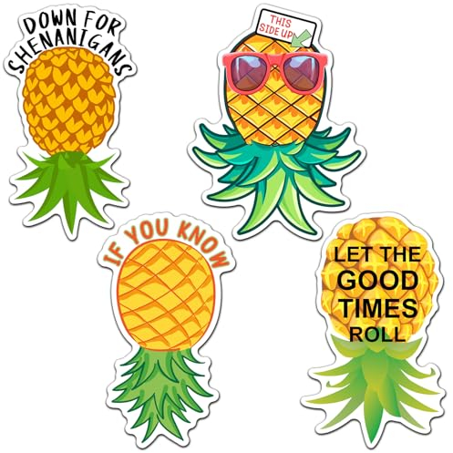 Tellegloww 4 Stück umgedrehte Ananas-Magnete für Kreuzfahrttür, lustige Ananas-Kreuzfahrtschiff-Türmagnete für Kabine, Auto, Stoßstange, LKW, Kühlschrank, magnetische Oberfläche, Geschenke