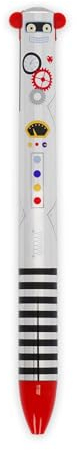 Legami - Penna Click&Clack a Due Colori, Tema Robot, Inchiostro Nero e Rosso, Penna a Scatto, Ideale per Scuola Ufficio Casa, Bicolore, Diametro Punta 1 mm