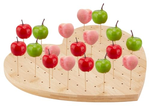 FINGERINSPIRE Support à Brochettes en Bambou pour Présentation de Nourriture en Forme de Cœur 99 Trou Présentoir à Sucettes Couleur BurlyWood Support en Bois pour Apéritif Pics à Nourriture Présentoir