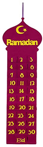 Hintyne Eid Mubarak Kalender Ramadan Kalender zum Aufhängen an der Wand nummerierter Countdown Kalender für Eid Mubarak Dekoration rote Ramadan Dekorationen