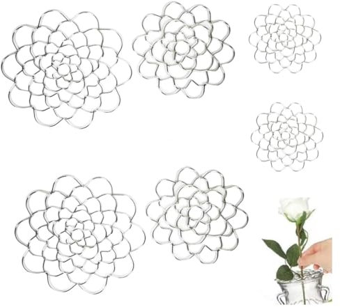Armastuse 6 Stück Blumenhalter, Blumenhalter,3 Größe Blumengitter für Vase, Wiederverwendbarer Stielhalter Blumen, Blumenring für Blumenstiele Blumensträuße Pflanze