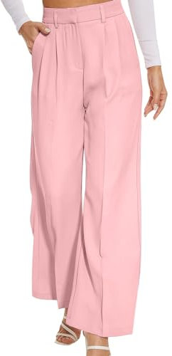 Femmes Large Pantalon Mode Solide Couleur Haut Elastique Taille Décontracté Travail Travail Pantalon avec Poche Rose L Pantalon Toile Femme Été Pantalon Lin Coton Femme Pantalon Femme Noir Ete