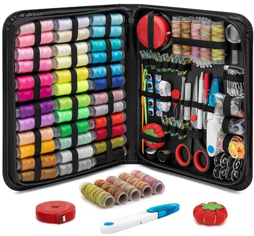 KEYHOT Nähset Grundausstattung, Reisenähset Nadel und Faden Set, Nähmaschine Nähzeug Set mit Inhalt für unterwegs Hochwertig Anfänger mit Knöpfen(228PCS)