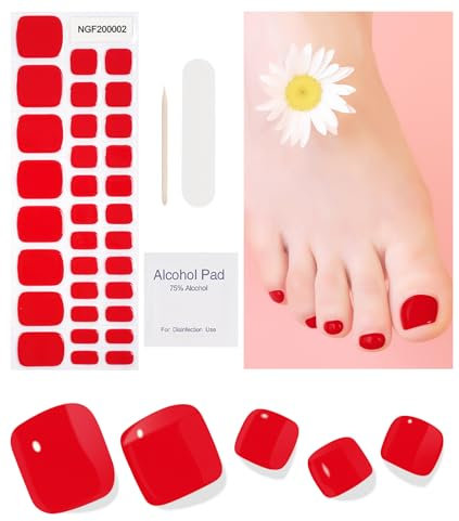 Nagelfolie UV Härtend - 32 Stück Fußnägel Zum Kleben Nagelfolien UV Härtend Fussnägel Zum Kleben UV Gel Nagelfolie Selbstklebend mit Jeder Nagellampe Inkl Nagelpads Nagelfeile und Holzstäbchen