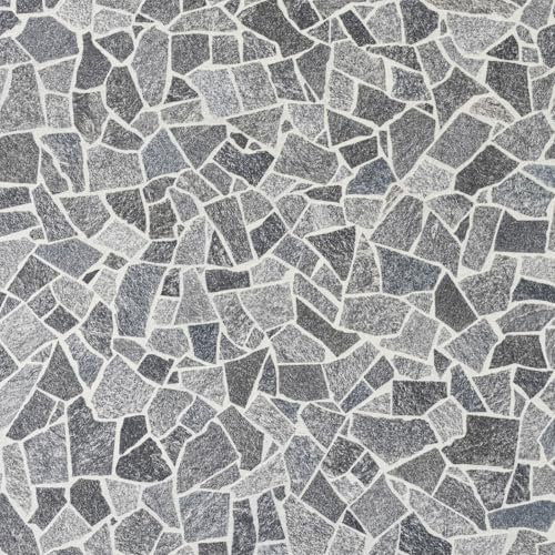 Grey Mosaic Magic Vinyl Flooring 2.8mm Thick Lino Roll Bathroom Kitchen (2m Wide x 2.5m Long)