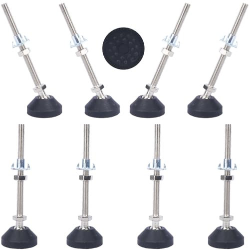 Minnhua 8PACK Adjustable Feet Levelling Feet Adjustable Furniture Feet M8 x 100mm Furniture Levellers Furniture Screw Feet with T-Nuts Non-Slip Base for Furniture