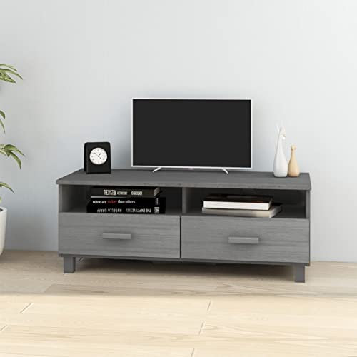 Buzaza Meuble TV HAMAR Gris foncé 106x40x40 cm Bois Massif de pin,Meuble TV,Table Basse Salon Meuble TV,Table Basse LED Couleurs