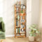 Nisorpa 10 Tier Tree Bookshelf, Wooden Book Tree Display Shelf, Corner Book Shelf Floor Standing, Tall Bookcase for Living Room, Study Room, Home, Office, Light Oak